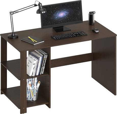 Home Office Computer Desk with Shelves, Espresso, 38D X 19.75W X 29.5H 1