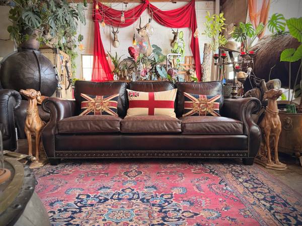 Vintage Ralph Lauren Espresso Brown Leather Sofa Lounge Comfy Couch! 1