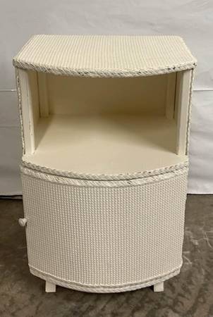 Cream Wicker Night Stand With Lower Cabinet 1