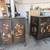 Pair of Antique Asian Rosewood black lacquer bone inlay side cabinets 3 thumbnail