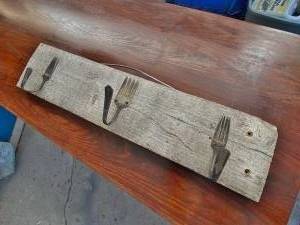 Rustic Coat Rack w/Fork Hooks 1