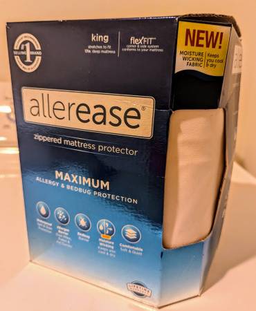 New Allerease Allergy Bedbug Waterproof Zippered Mattress Protector 1