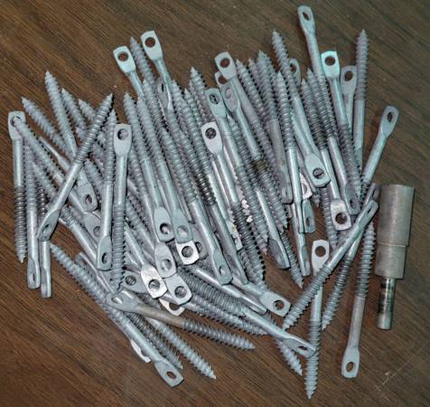 91ct. 3" Zinc Coated Eye Lag Screws, Grabbers, Bit Included 1