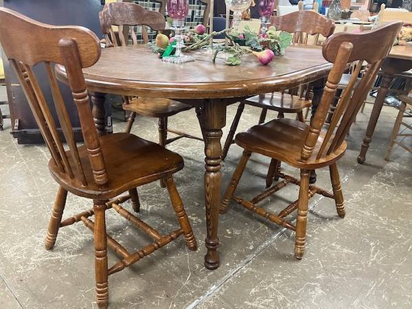 Dining Table Set with 4 Chairs - Oval Oak 65446 1