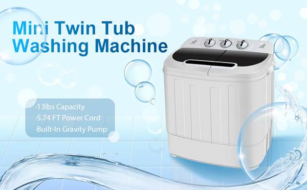 ZENY™ Mini Twin Tub Washing Machine, Portable Wash & Spin Cycle Combo 1