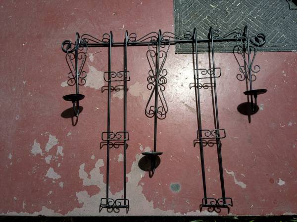 Black wrought iron candle wall plate sconces candle holders gothic 1