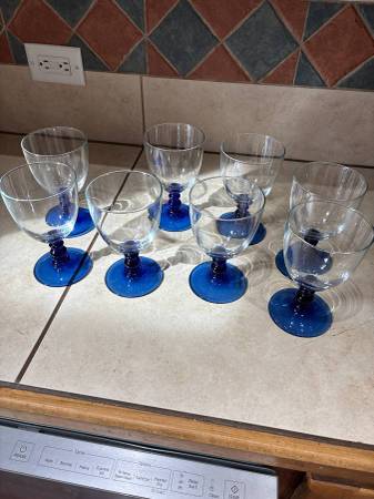 8 blue stemmed glasses 1