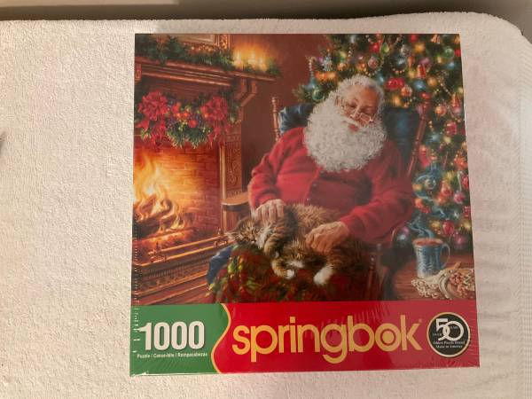 Springbok Christmas Puzzle - “Santa’s Catnap” 1000 Piece Jigsaw Puzzle 1