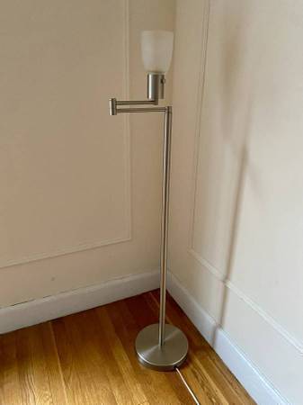 Machine Age MCM Flex Arm Brushed Steel Floor Lamp Reproduction 1