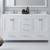 60” White Double Bath Vanity Cabinet Speckled Quartz Top Square Sinks 2 thumbnail