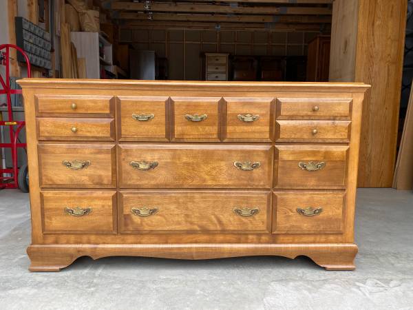 LA Period Solid Birch wood 9 drawer dresser 1