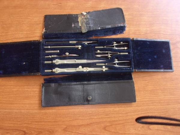 ANTIQUE DRAFTING TOOLS IN ORGINAL CASE 1