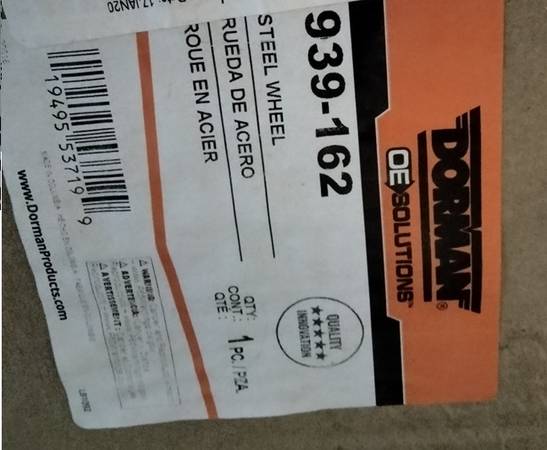 Two Dorman 939-162 steel wheels, 14x5.5 with 4x100mm bolt circle, new - $40 (Alpharetta/Milton/Cumming)63469931431553121