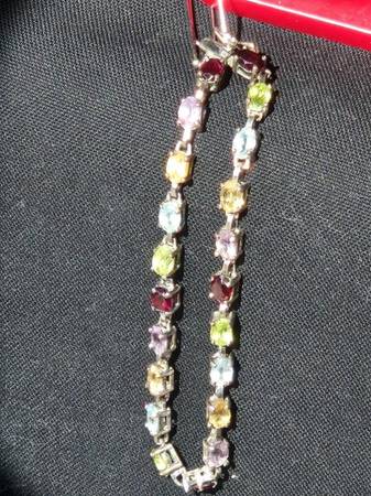 Sterling Silver Multi-Gemstone Tennis Bracelet – Oval Cut – 7.5” 1
