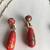 Vintage Millefiori Red-Orange Art Glass Bead Necklace and Earrings 2 thumbnail