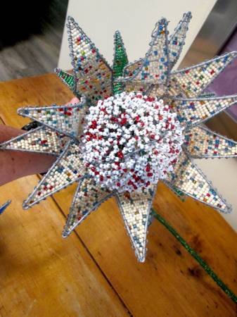 beaded proteas (x3) extra large fair trade from Zimbabwe - $40 (santa rosa)63471321444355124