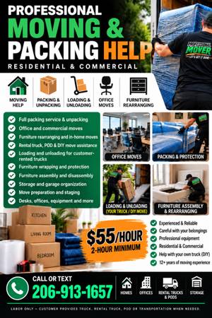 PROFESSIONAL MOVER – PACKING • LOADING • OFFICE MOVES • MOVING HELP 1