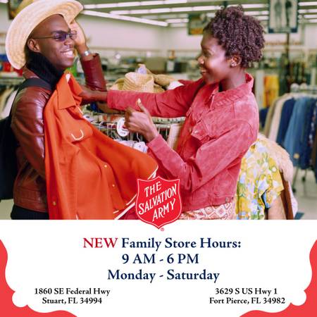 SALVATION ARMY FAMILY  STORES NOW OPEN LONGER (Stuart & Fort Pierce)63667845900417120