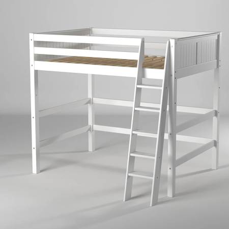 High loft Full bed, solid wood, white, as new, read description. 1