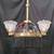 Restored Victorian 6 Light Chandelier w/ Slag Glass & Shades 26" x 35" 2 thumbnail