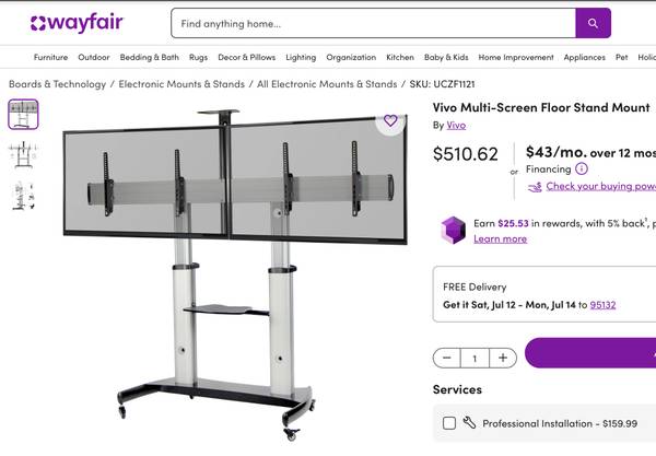 Vivo Multi-screen Multi TV or Monitor Stand 1