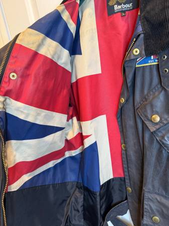 BARBOUR UNION JACK BANDERA DE INGLATERRA PATCHED NEGRO JACKET L - $250 (Westwood Los Ángeles CA)63471426864001123
