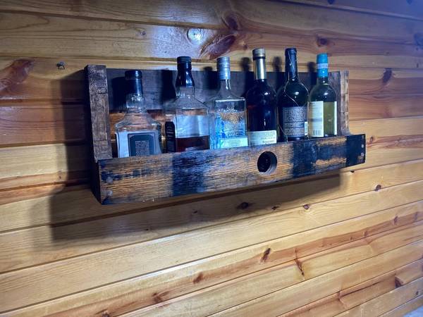 Handmade Whiskey Barrel Wall Shelf 1