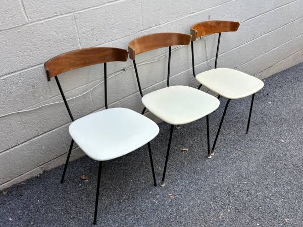 McCobb style Pascoe MCM wrought iron ply back chairs 1