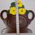 Decorative Standing Fruit Bowl Collapsible Wood Hibiscus Flower Design 5 thumbnail