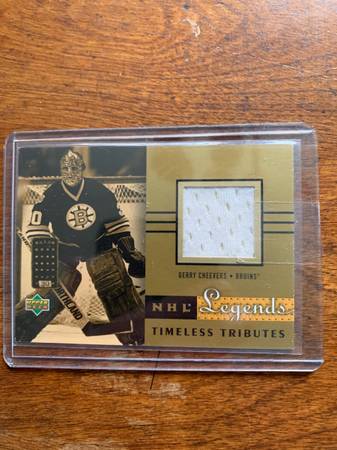 GERRY CHEEVERS NHL BOSTON BRUINS GAME USED JERSEY CARD from UPPER DECK 1