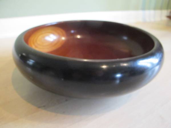 Gorgeous Large Solid Mahogany Black Lacquered Wood Bowl - $15 (Waukesha)63470635542529121
