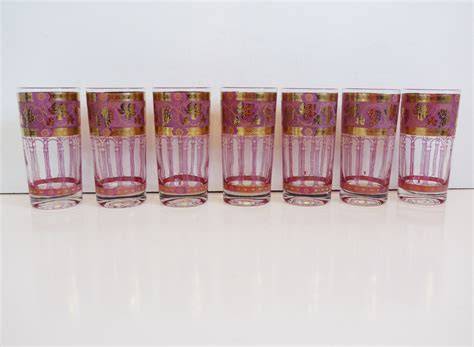 Turkish Tea Glasses Mid-Century"Golden Grapes Burgundy" Flat Tumblers - $22 (San Francisco)63471476222211122