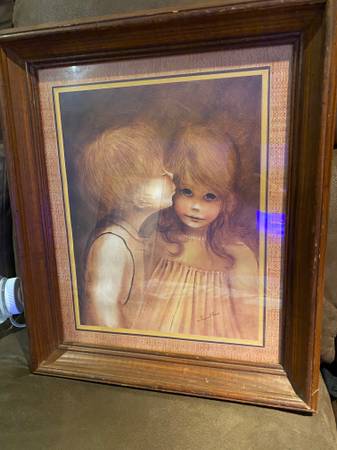 Framed Margaret Kane Lithograph Print “A Little Kiss” 1