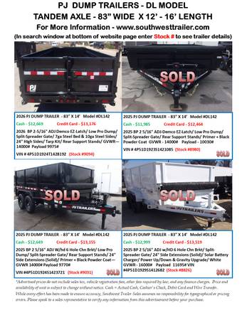 NEW PJ (DL) DUMP TRAILERS AT SOUTHWEST TRAILER SALES (760) 788-8900 1