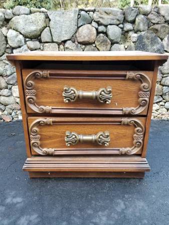 Retro Vintage 2 Drawer End Table with COOL Handles to Shabby Chic? 1