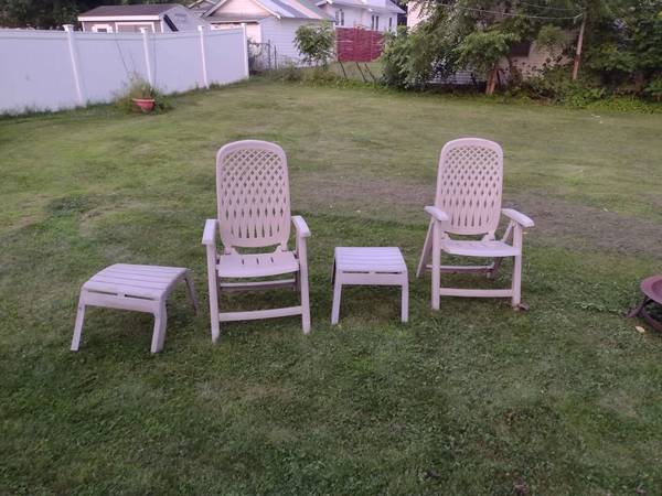 Adjustable back chairs and side table/ottoman 1