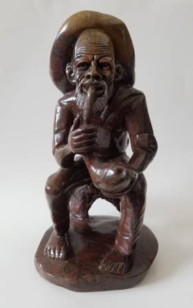 Old Man Smoking Pipe Statue 1
