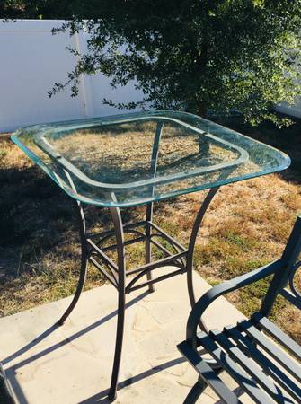 Square Metal glass top table, Size  36”x36”x39.5” indoor or outdoor 1