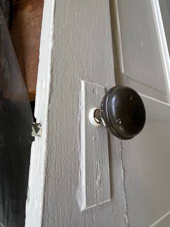 Solid wood door with brass handle 1