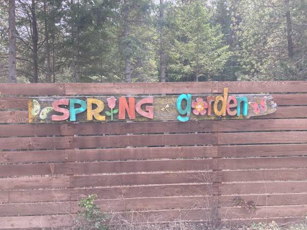 SPRING GARDEN Sign 10' Mounted on Old Barnwood 1