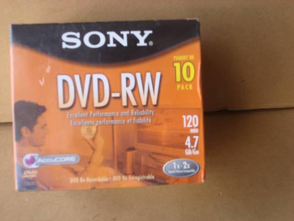 NEW SONY 10 PK. DVD-RW DISCS 1