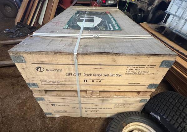New 33ft×25ft Steel Double Door Garage/ Barn/ Shed in 2 Boxes 1