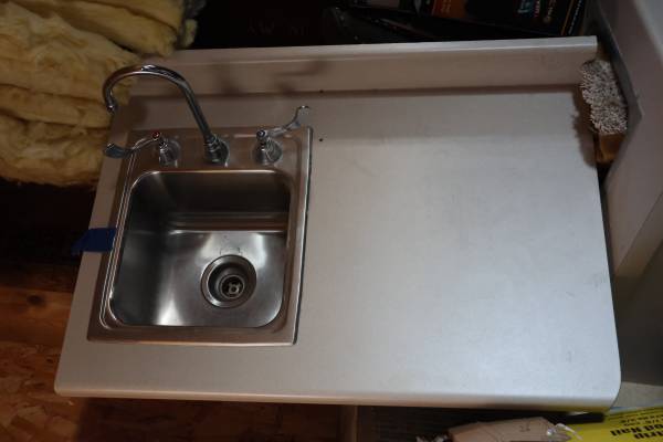 Stainless Steel Sink and Faucet with partial counter 1
