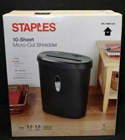 NIB SEALED STAPLES 10-sheet MICRO-CUT SHREDDER 1