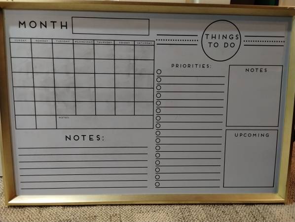 Monthly white board planner 1