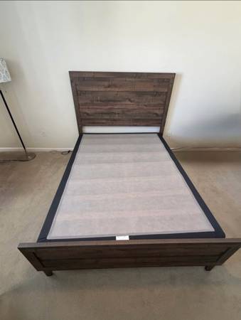 Beautiful Rustic Queen Bed Frame - Solid Wood with Box spring and Mattress 1