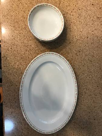 Vintage large platter and 6 salad / soup bowls 1