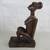 African Hand Carved Wood Folkart Exotic Tribal Woman Sitting Sculpture 4 thumbnail