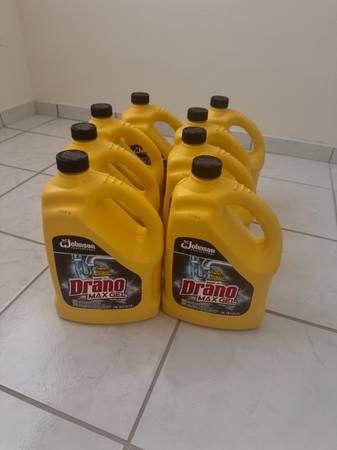 8x Drano Max Gel Clog Remover, Bleach Scent, 128 oz Bottle 1