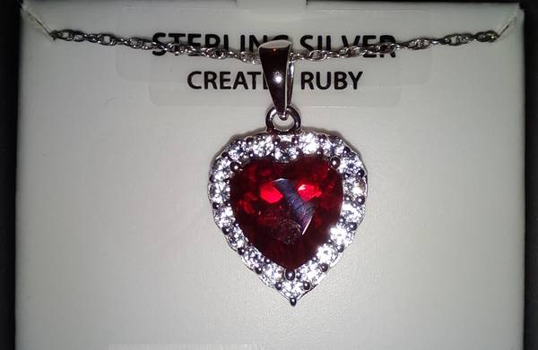 New Ruby and Sterling Silver Pendant and Necklace 1